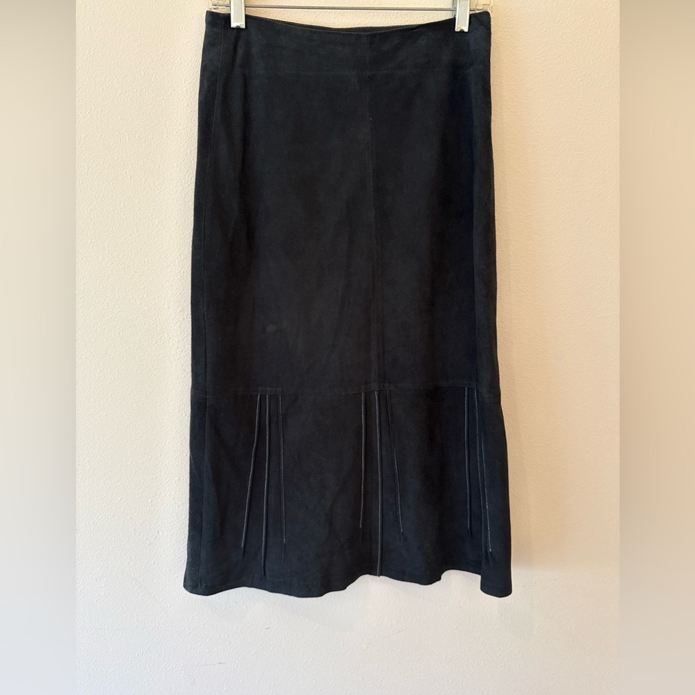 Margaret O’Leary side, zip suede Elegant Black Midi Skirt size xsmall
